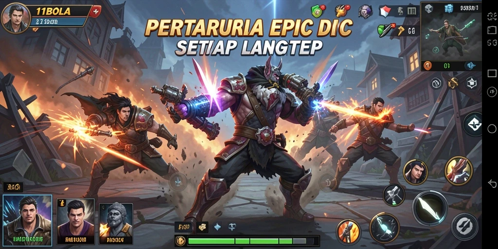 Tampilan gameplay seru dalam pertarungan 11BOLA