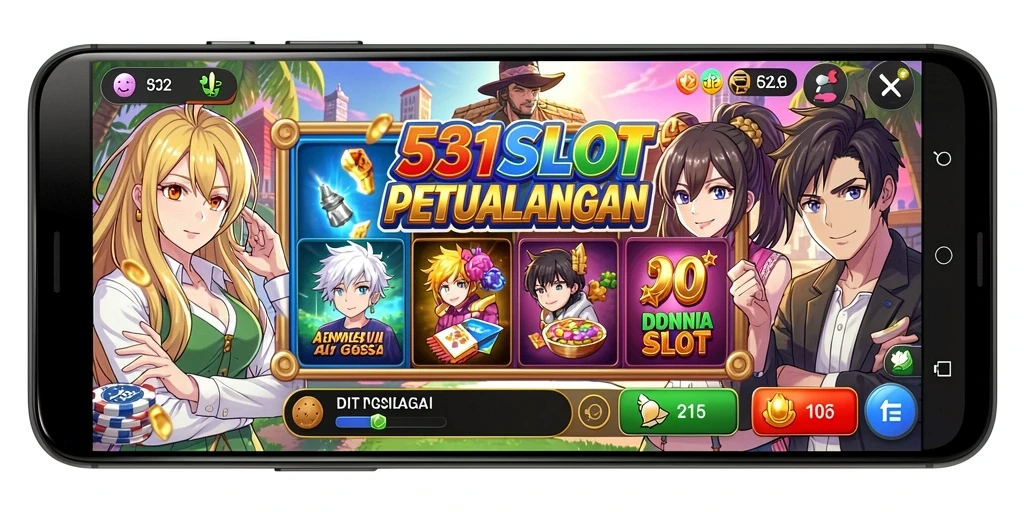 Tampilan screenshot 531SLOT yang penuh warna dan karakter Anime.