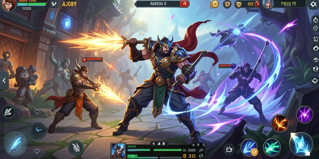 Tangkapan layar AJO89 menampilkan aksi seru dalam pertarungan MOBA.