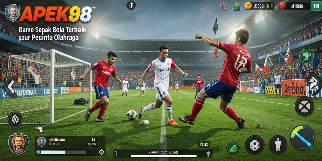 Tampilan gameplay APEK88 menampilkan pertandingan sepak bola yang mendebarkan.