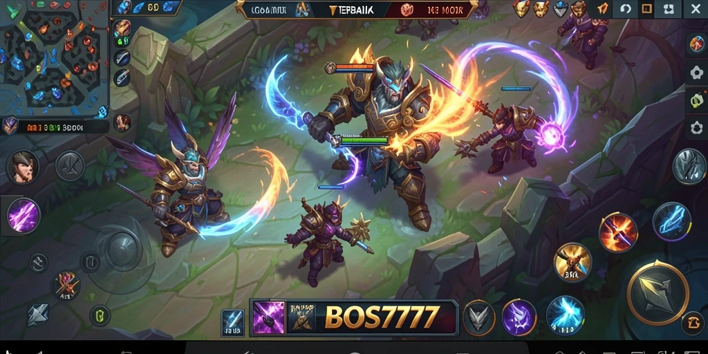 Tampilan gameplay MOBA seru di BOS777, penuh aksi dan strategi.