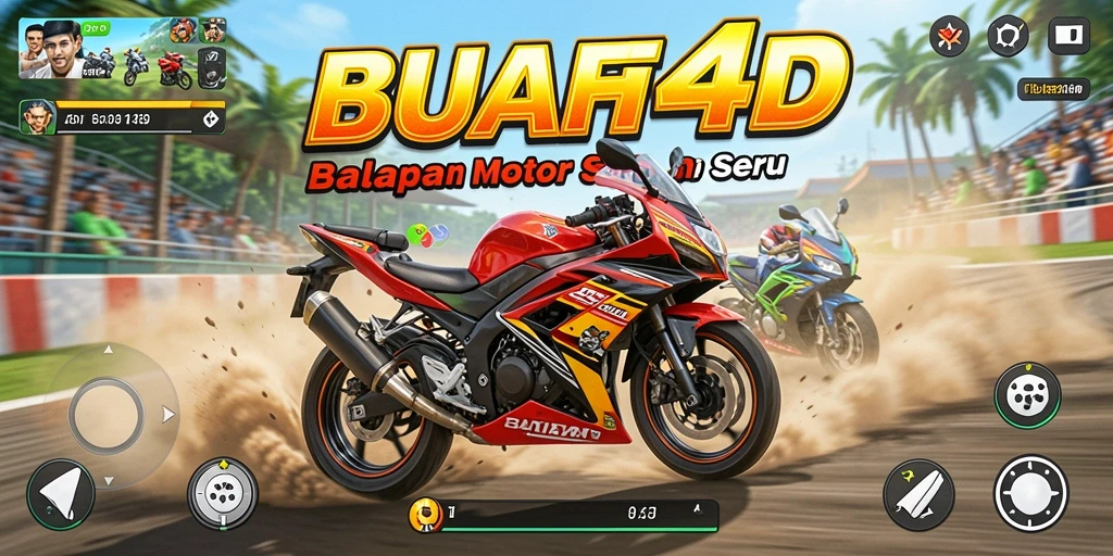 Tampilan gameplay BUAH4D yang seru dan penuh aksi balapan motor.