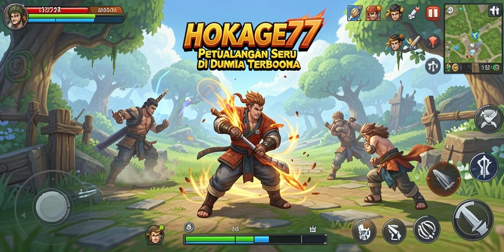 Screenshot gameplay HOKAGE77 menampilkan petualangan epik di dunia terbuka.