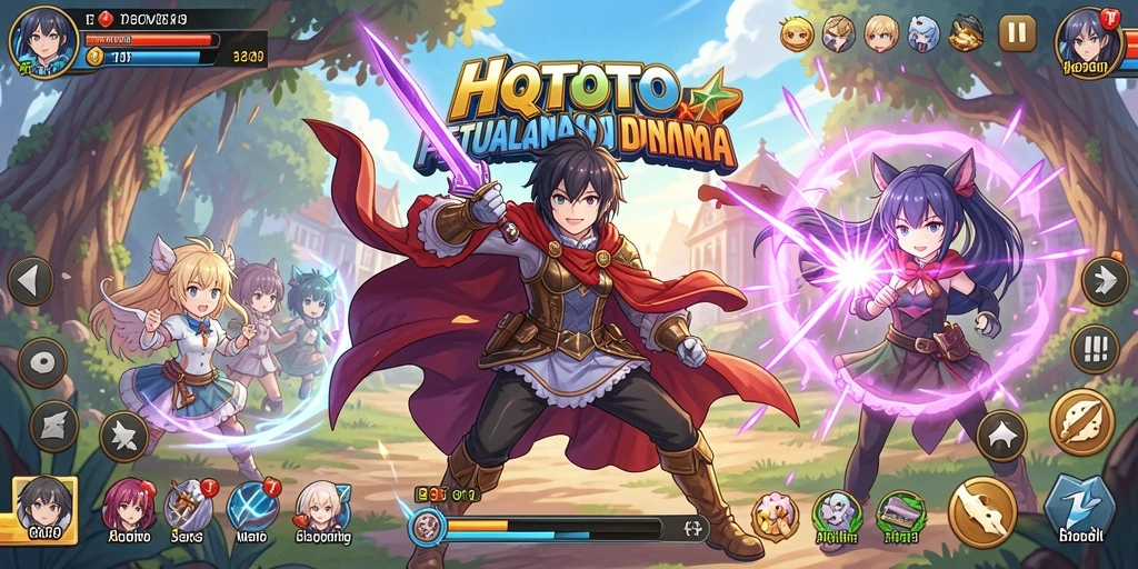 Tampilan gameplay seru dari HQTOTO yang menampilkan aksi karakter Anime.