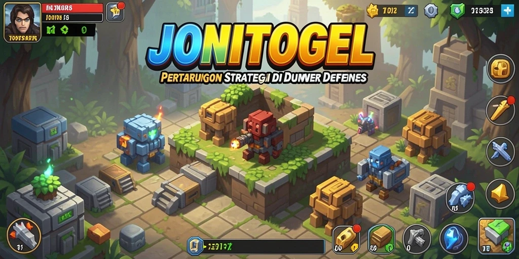 Screenshot gameplay JONITOGEL menampilkan aksi menara yang epik dan strategi pertahanan.