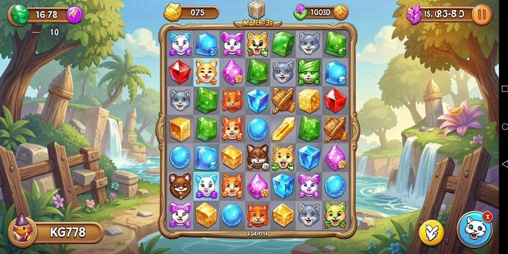 Gameplay seru dari KG778 yang menghadirkan tantangan Match-3.