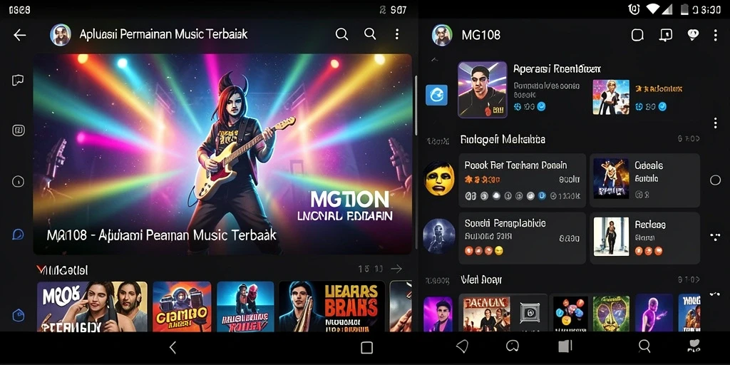 Tampilan screenshot MG108 yang menampilkan aksi permainan musik yang seru.