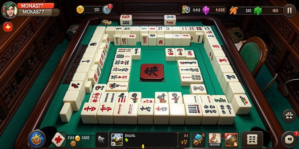 Screenshot gameplay MONAS77 yang menampilkan tantangan Mahjong menegangkan.