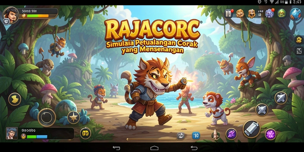 Tampilan menarik dari gameplay RAJACORC yang penuh warna dan interaksi.
