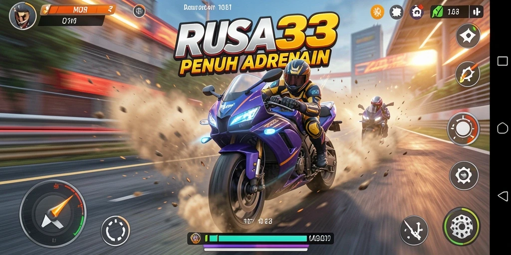 Gameplay menegangkan dalam RUSA33 saat balapan motor.