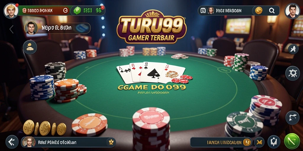 Tampilan gameplay seru dalam TURU99 yang memikat para pemain poker.